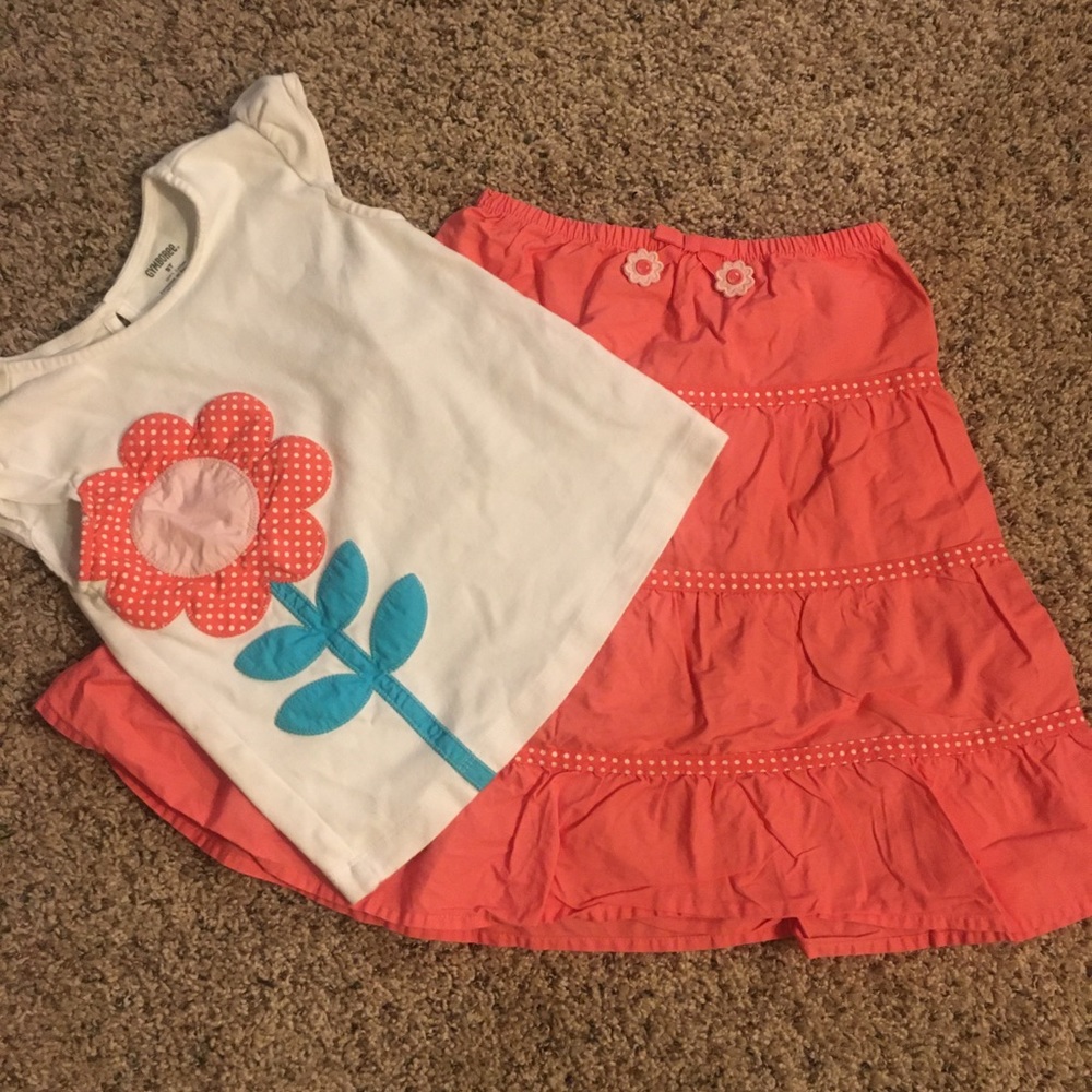 Gymboree Coral Daisy Top and Skirt